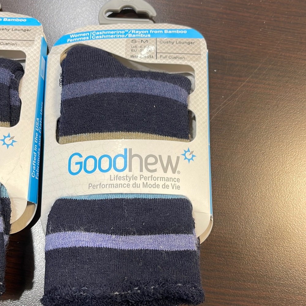 Goodhew Cushy Lounger women’s merino socks in navy